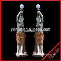 Double Antique Maid Natural Marble Stone Statue Garden Light YL-R404